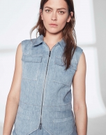 Light blue linen vest