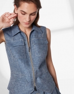 Medium blue linen vest