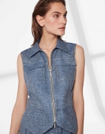 Medium blue linen vest