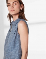 Medium blue linen vest