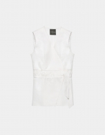 White, double-breasted, linen vest