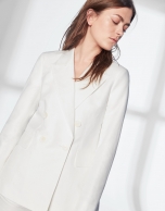 White linen double-breasted sport jacket