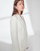 White linen double-breasted sport jacket