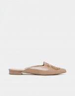 Beige flat mules