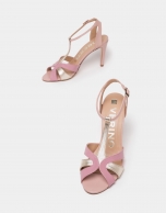 Pink leather sandals with heels