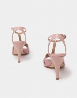 Pink leather sandals with heels