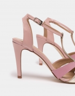 Pink leather sandals with heels