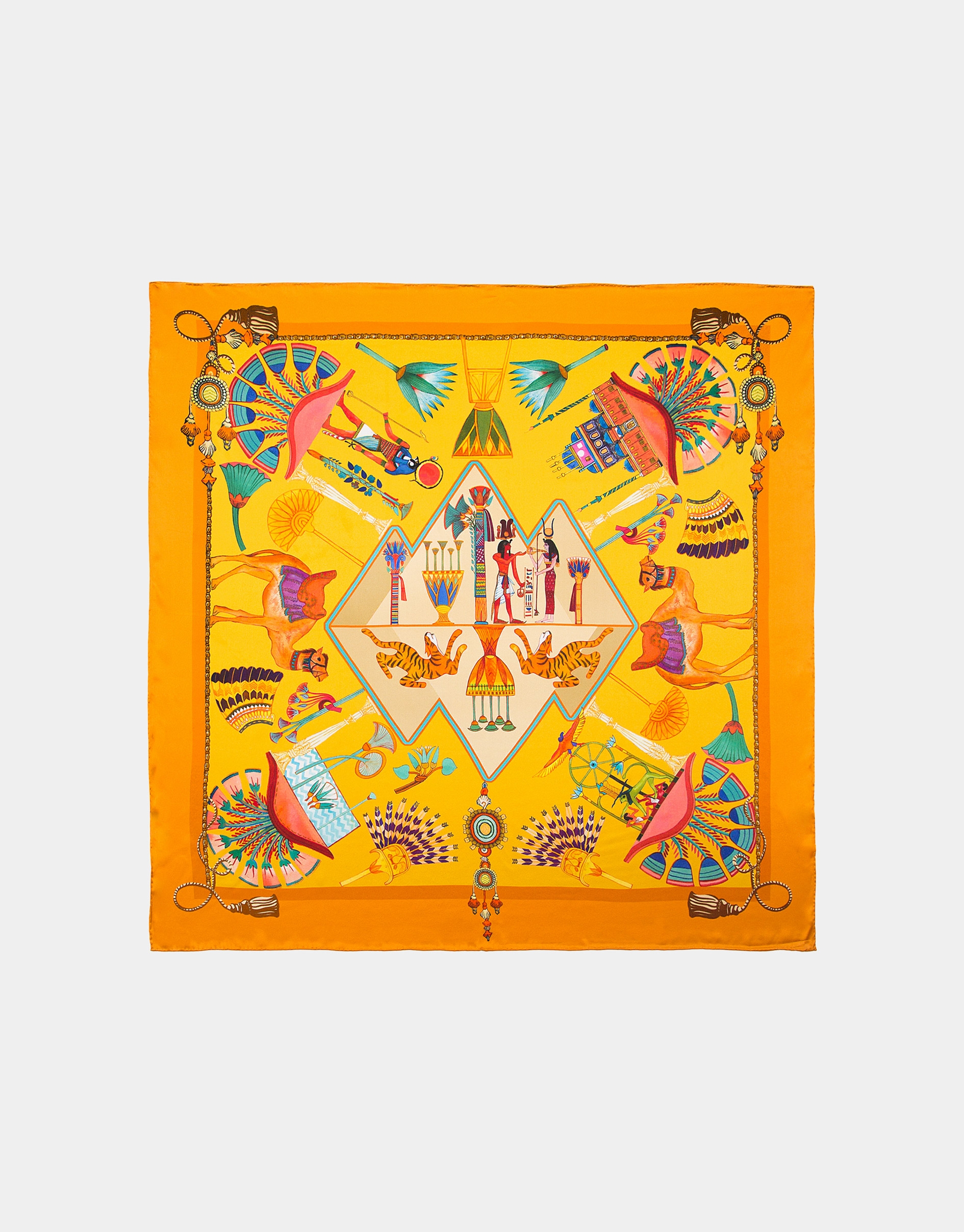 Egyptian print silk scarf