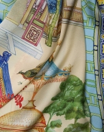 Blue print silk scarf