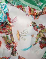 Green print silk scarf