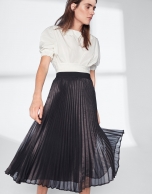 Black pleated midi skirt