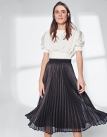 Black pleated midi skirt