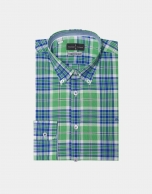 Camisa sport cuadros verdes/azul