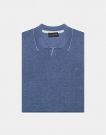 Light blue melange linen tricot polo