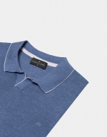 Light blue melange linen tricot polo