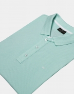 Aquamarine cotton pique polo