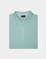 Aquamarine cotton pique polo