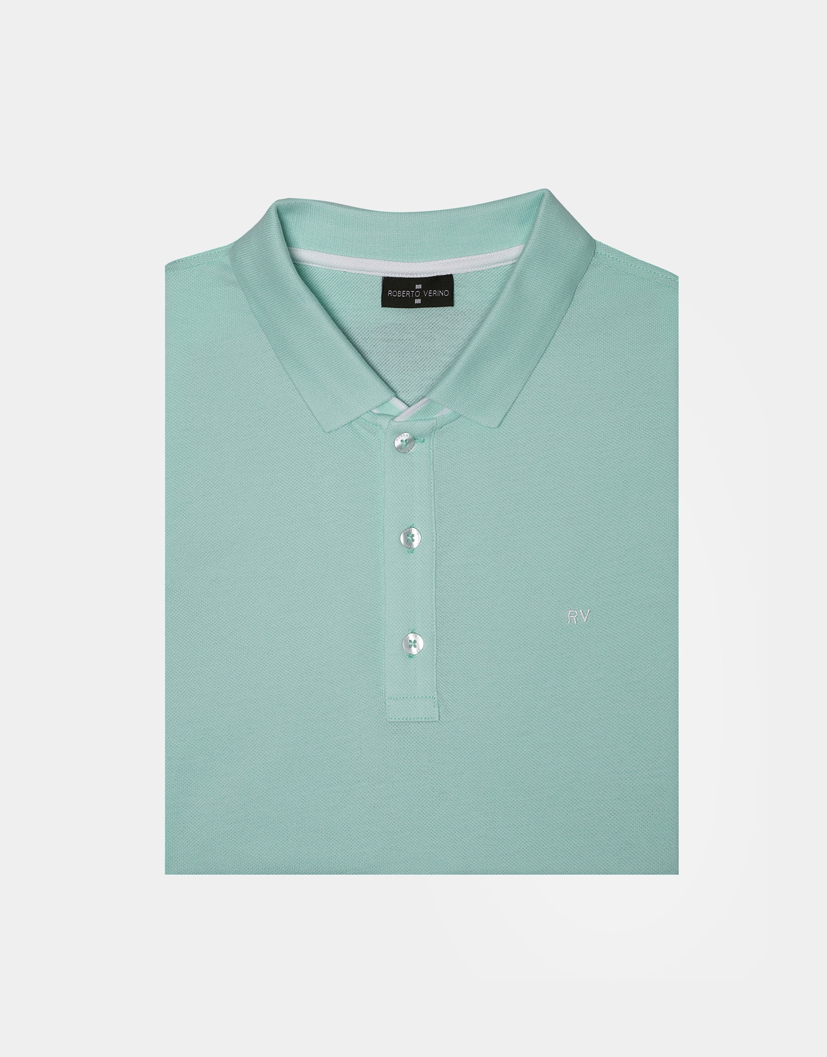 Aquamarine cotton pique polo