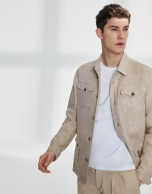 Sandy-colored linen Safari jacket