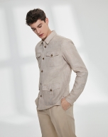 Sandy-colored linen Safari jacket