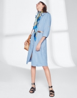 Blue linen shirtwaist dress