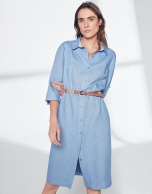 Blue linen shirtwaist dress