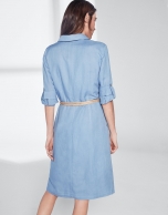 Blue linen shirtwaist dress