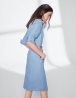 Blue linen shirtwaist dress