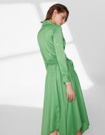 Green shirtwaist dress with scarf skirt