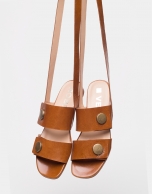 Brown leather flat sandals