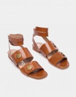 Brown leather flat sandals