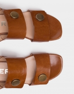 Brown leather flat sandals