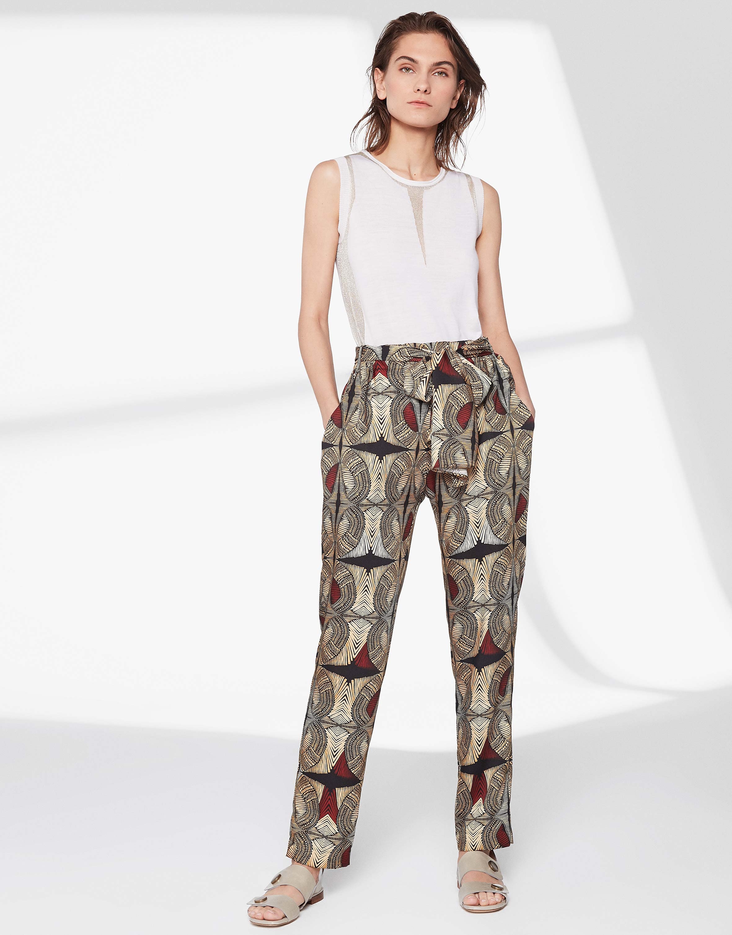 Ethnic print flowing pants