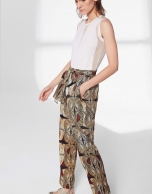 Ethnic print flowing pants