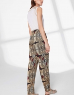 Ethnic print flowing pants