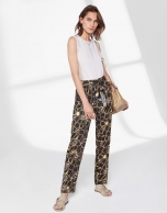 Geometric print flowing pants