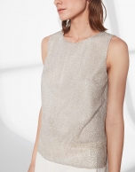 Silver tulle embroidered top 