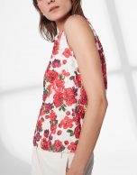 Top estampado floral granate