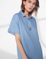 Blue short-sleeved light shirt