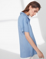 Blue short-sleeved light shirt