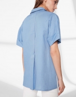 Blue short-sleeved light shirt