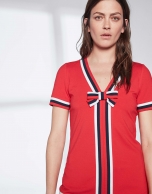 Red sailor top with bow