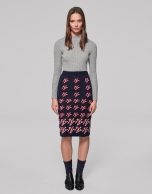 Blue knit midi RV jacquard skirt 