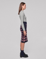 Blue knit midi RV jacquard skirt 