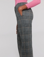 Gray and brown plaid straight pants