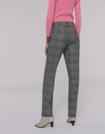 Gray and brown plaid straight pants