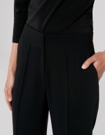 Black straight pants with rib in front