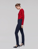 Navy blue knit cigarette pants