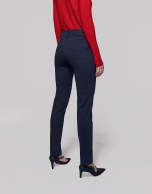 Navy blue knit cigarette pants