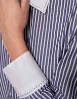 Blue and white striped cotton shirt